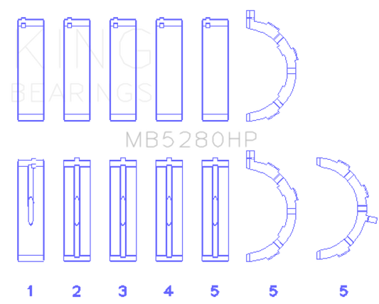King Ford Prod. V8 4.6L/5.4L Performance Main Bearing Set - Size +0.026mm King Engine Bearings