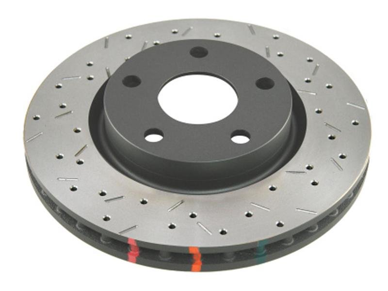 DBA 05-13 Ford Mustang GT/V6 Rear Drilled & Slotted 4000 Series Rotor w/ Black Hat Hellhorse Performance