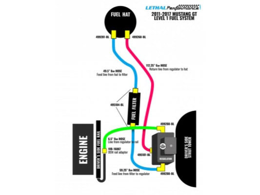Lethal Performance 2011-2017 Mustang GT Level 1 Return Style Fuel System (Stock Manifold / Front Feed Whipple) Lethal Performance
