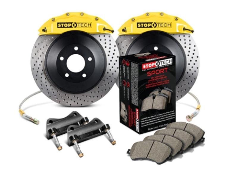 StopTech 2015 Ford Mustang GT Front BBK w/Yellow ST-60 Calipers Drilled Cast Iron 360x32mm Rotors Hellhorse Performance