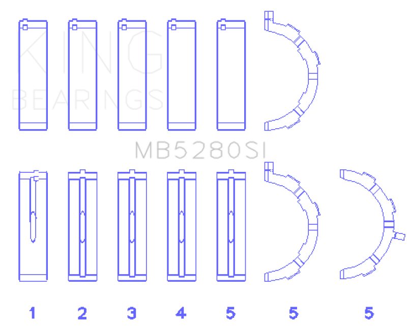 King Ford 281CI/330CI 4.6L/5.4L V8 (Size STD) Main Bearing Set King Engine Bearings