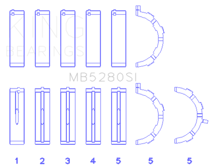 King Ford 281CI/330CI 4.6L/5.4L V8 (Size +0.75) Main Bearing Set King Engine Bearings