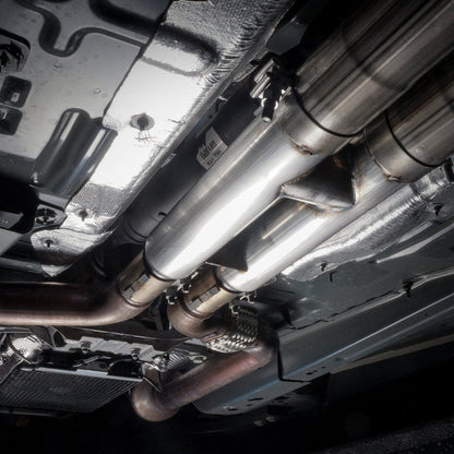 Stainless Works 2018+ Ford Mustang GT 3in Redline Series Catback H-Pipe w/Active Valves & Quad Tips Stainless Works