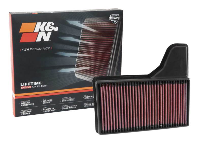 K&N Replacement Panel Air Filter for 2015 Ford Mustang 2.3L L4/3.7L V6/5.0L V8 K&N Engineering