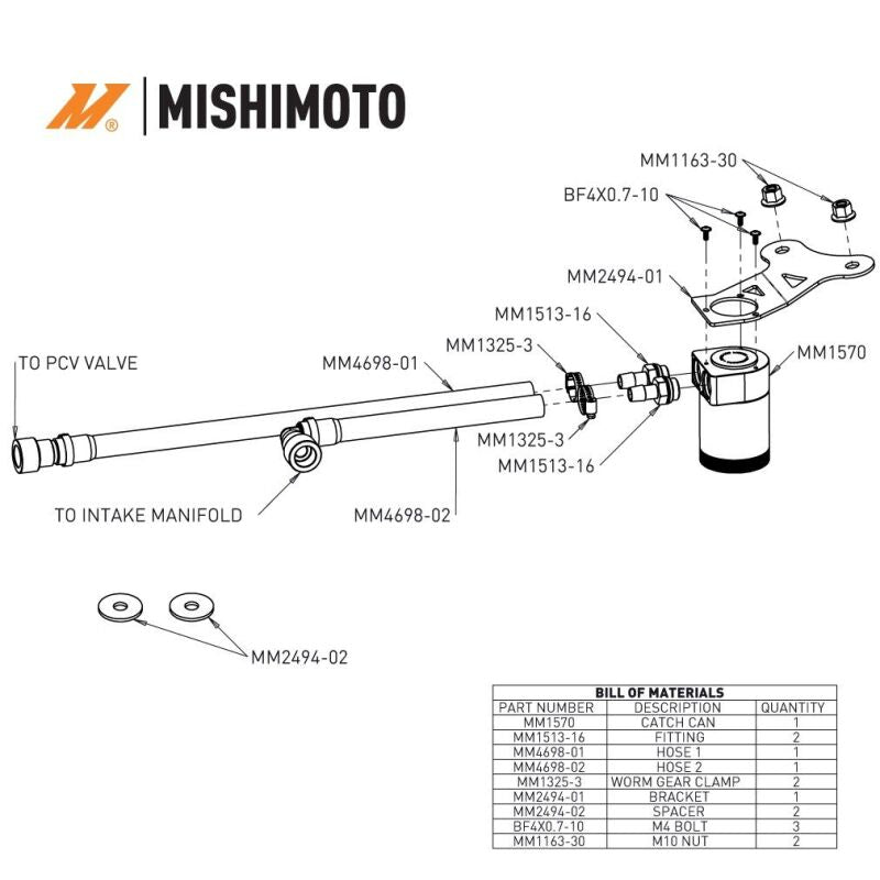 Mishimoto 2024+ Ford Mustang 2.3L EcoBoost Oil Catch Can PCV Side Mishimoto