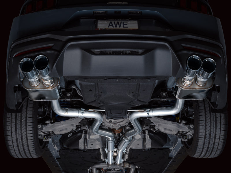 AWE 2024 Ford Mustang GT Fastback S650 RWD SwitchPath Catback Exhaust w/ Quad Chrome Silver Tips AWE Tuning