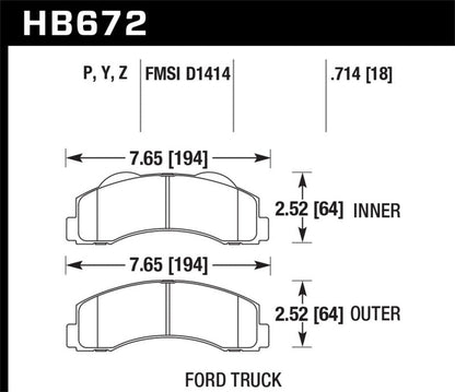 Hawk 10-11 Ford Expedition/F-150 SVT Raptor / 10-11 F-150 Performance Ceramic Front Street Brake Pad Hawk Performance