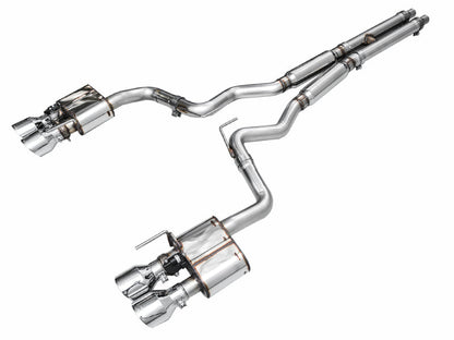 AWE 2024 Ford Mustang GT Fastback S650 RWD SwitchPath Catback Exhaust w/ Quad Chrome Silver Tips AWE Tuning