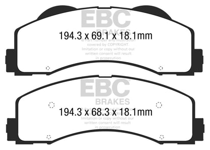 EBC 15+ Ford F150 2.7 Twin Turbo (2WD) Ultimax2 Front Brake Pads EBC