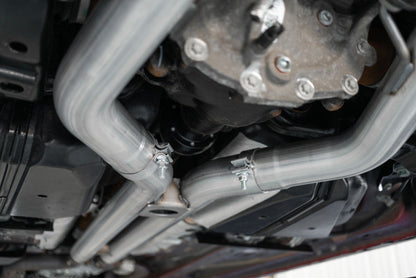 MBRP 18-22 Ford Mustang GT 5L T304 SS 3in Cat-Back Dual Rear w/4in Quad Carbon Fiber Tips (Race) MBRP