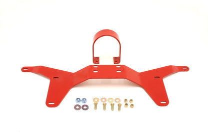 BMR 05-14 S197 Mustang Rear Tunnel Brace w/ Rear Driveshaft Safety Loop - Red BMR Suspension