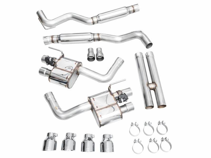 AWE 2024 Ford Mustang GT Fastback S650 RWD SwitchPath Catback Exhaust w/ Quad Chrome Silver Tips AWE Tuning