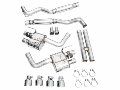 AWE 2024 Ford Mustang GT Fastback S650 RWD SwitchPath Catback Exhaust w/ Quad Chrome Silver Tips AWE Tuning