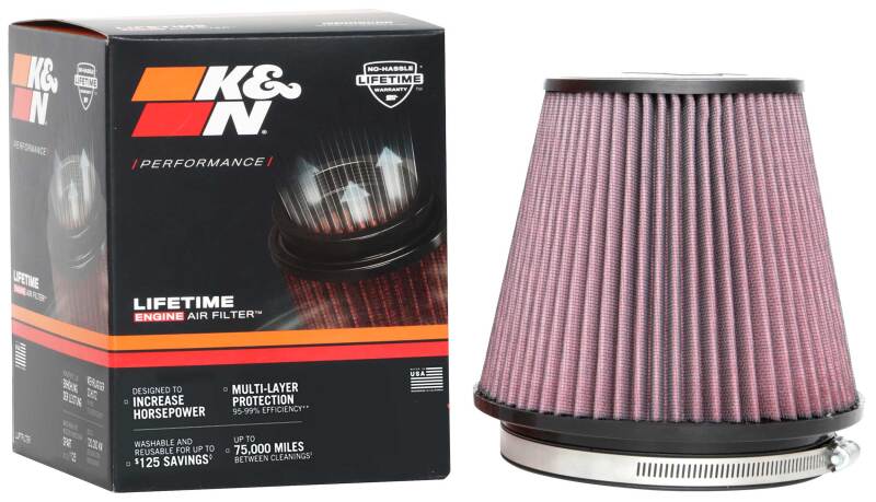 K&N Universal Clamp-On Air Filter 6in FLG / 7-1/2in B / 5in T / 6-1/2in H K&N Engineering