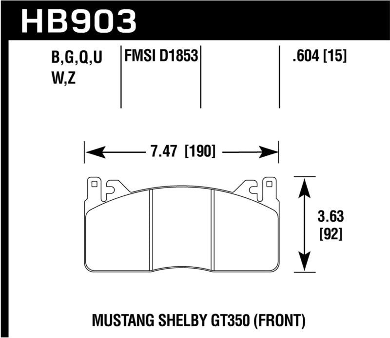 Hawk 15-17 Ford Mustang Shelby GT350/GT350R Performance Ceramic Front Brake Pads Hawk Performance