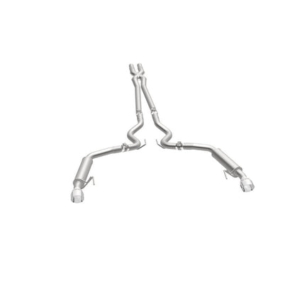 MagnaFlow Cat Back, SS, 2.5in, Competition, Dual Split Polished 4.5in Tips 2015 Ford Mustang V6 3.7L Magnaflow