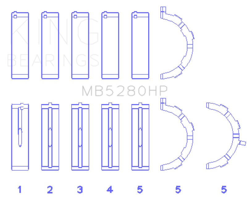 King Ford Prod. V8 4.6L/5.4L Will Not Fit 13-14 GT500 Performance Main Bearing Set - Size STD King Engine Bearings