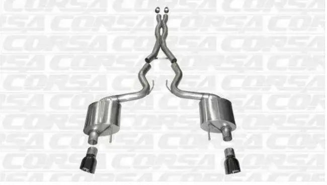 Corsa Performance 3.0” Dual Rear Exit Xtreme Cat-Back Exhaust System with 4.5” Black PVD Pro Series Tips (2024+ Mustang GT Coupe w/ Non-Active Exhaust) - 21250 Hellhorse Performance®