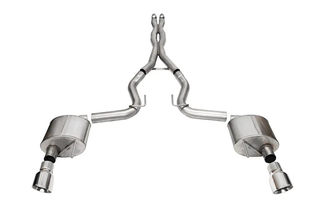 Corsa Performance 3.0” Dual Rear Exit Xtreme Cat-Back Exhaust System with 4.5” Pro Series Tips (2024+ Mustang GT Coupe w/ Non-Active Exhaust) - 21250 Hellhorse Performance®
