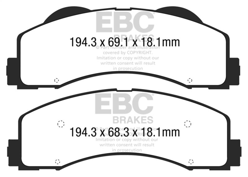 EBC 15+ Ford F150 2.7 Twin Turbo (2WD) Ultimax2 Front Brake Pads EBC