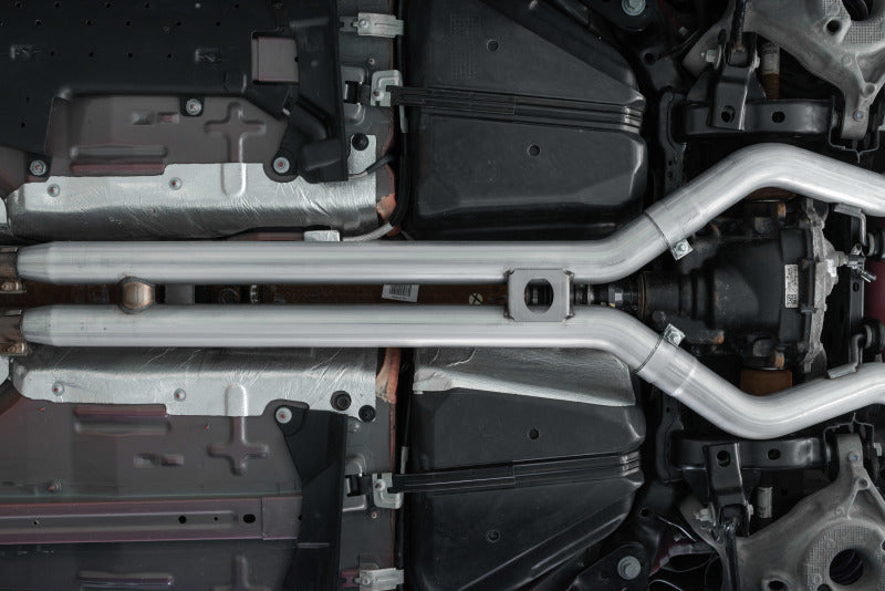 MBRP 18-22 Ford Mustang GT 5L T304 SS 3in Cat-Back Dual Rear w/4in Quad Carbon Fiber Tips (Street) MBRP