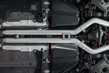 MBRP 18-22 Ford Mustang GT 5L T304 SS 3in Cat-Back Dual Rear w/4in Quad Carbon Fiber Tips (Street) MBRP