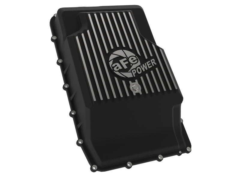 aFe 17-24 Ford F-150 10R60/10R80 Pro Series Rear Transmission Pan Black w/ Machined Fins aFe