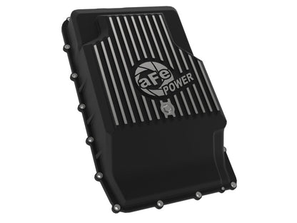 aFe 17-24 Ford F-150 10R60/10R80 Pro Series Rear Transmission Pan Black w/ Machined Fins aFe