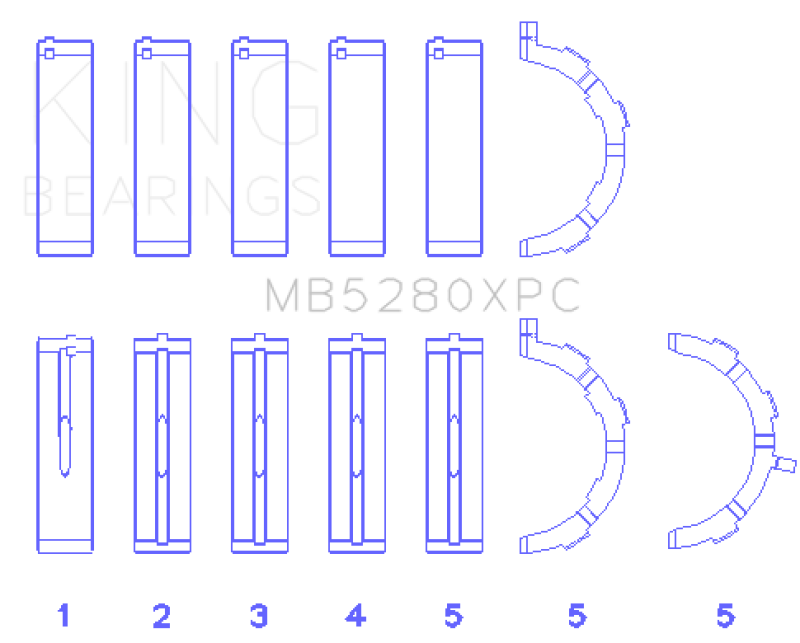 King Ford 4.6L/5.4L V8 SOHC Performance Coated Main Bearing Set - Size STD King Engine Bearings