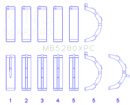 King Ford 4.6L/5.4L V8 SOHC Performance Coated Main Bearing Set - Size STD King Engine Bearings