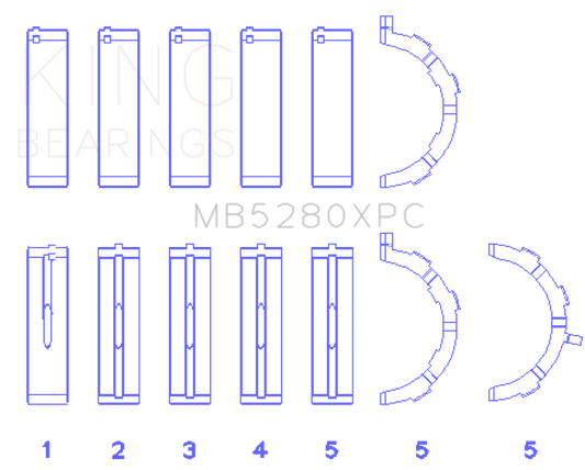 King Ford 4.6L/5.4L V8 SOHC Performance Coated Main Bearing Set - Size STD King Engine Bearings