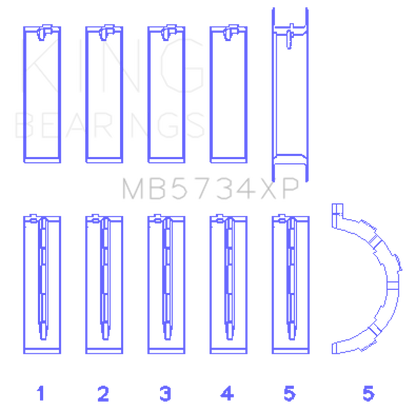 King Ford Mustang 302 Coyote (Size STDX) Performance Main Bearing Set King Engine Bearings