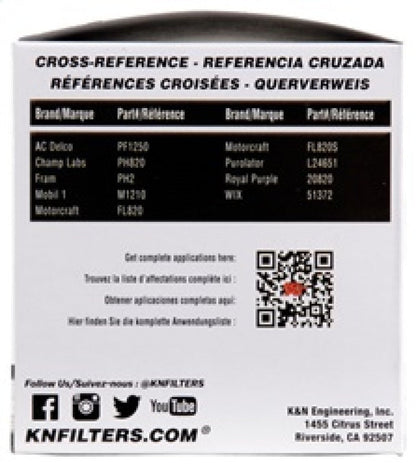 K&N Oil Filter for Ford/Lincoln/Mercury/Mazda/Chrysler/Dodge/Jeep/Cadillac/Ram 3.656in OD x 4in H K&N Engineering