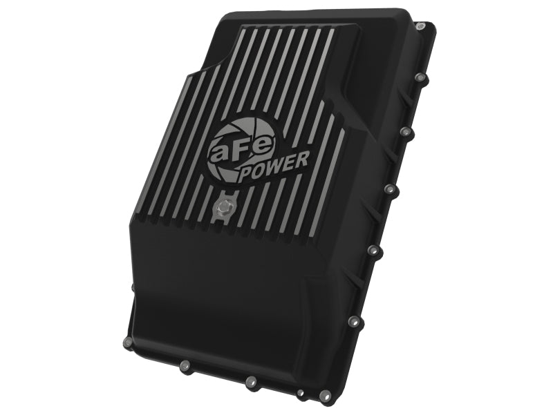 aFe 17-24 Ford F-150 10R60/10R80 Pro Series Rear Transmission Pan Black w/ Machined Fins aFe