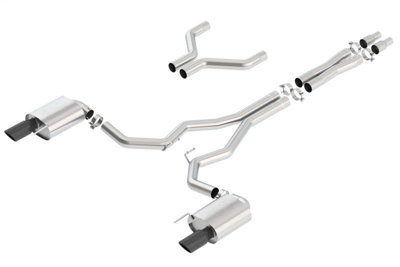 Borla Atak Cat-Back 15-17 Ford Mustang GT 5.0L V8 MT/AT 3in pipe 4in Black Chrome Tips Borla