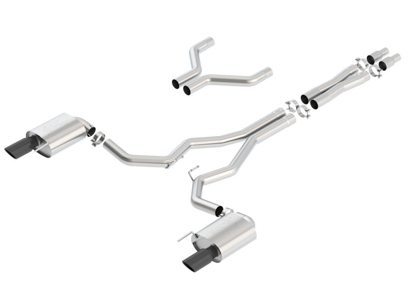 Borla Atak Cat-Back 15-17 Ford Mustang GT 5.0L V8 MT/AT 3in pipe 4in Black Chrome Tips Borla