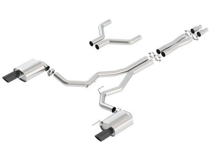 Borla Atak Cat-Back 15-17 Ford Mustang GT 5.0L V8 MT/AT 3in pipe 4in Black Chrome Tips Borla