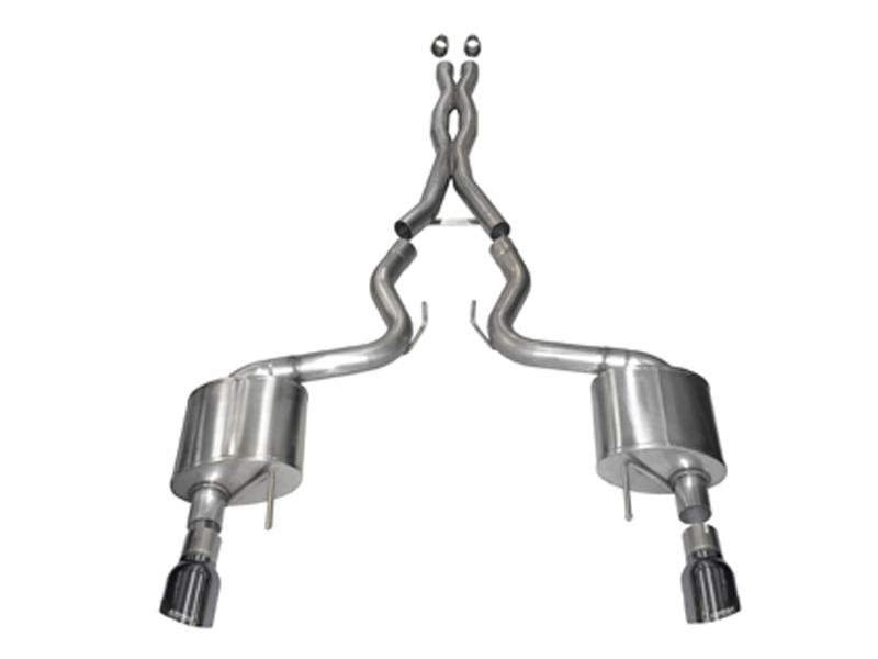 Corsa 15-17 Ford Mustang GT Coupe 5.0L 3in Sport Cat-Back Exhaust Dual Rear Exit w/ Gun Metal Tips Hellhorse Performance