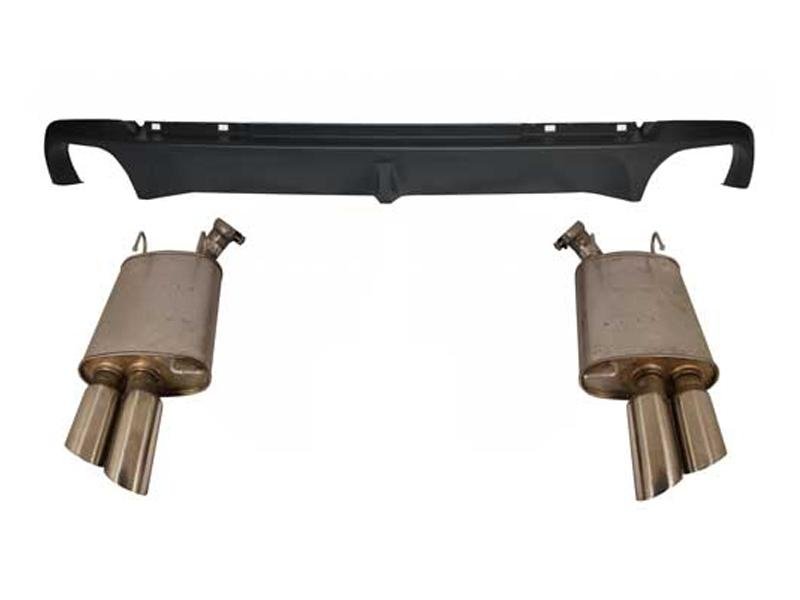 Ford Racing 2013-2014 Mustang GT Axle Back QUAD TIP Mufflers with Rear Lower VALENCE Hellhorse Performance