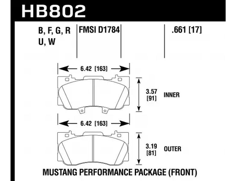 Hawk 15-17 Ford Mustang Performance Package HPS 5.0 Front Brake Pads Hellhorse Performance