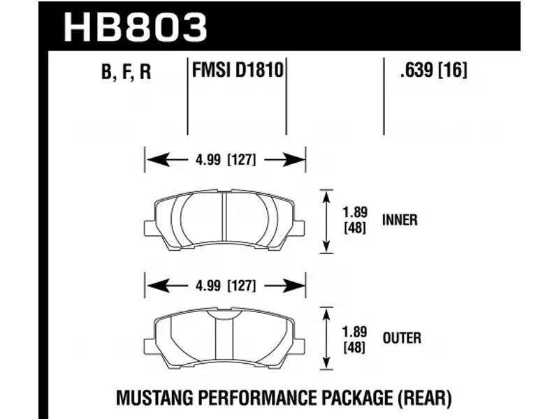 Hawk 16-17 Ford Mustang Brembo Package HPS 5.0 Rear Brake Pads Hellhorse Performance