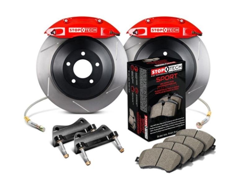 StopTech 05-14 Ford Mustang GT BBK Front ST-40 Red Calipers 1pc 355x32 Slotted Rotors Hellhorse Performance