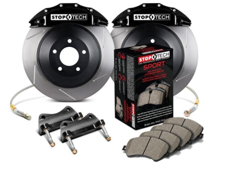 StopTech 2015 Ford Mustang GT Front Big Brake Kit Black ST-60 Calipers 380x34mm Slotted 1pc Rotors Hellhorse Performance