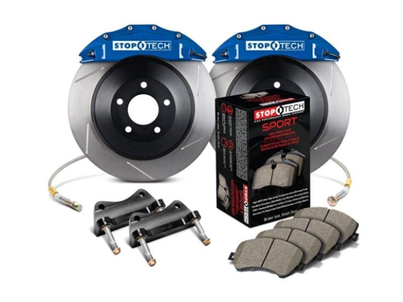 StopTech 2015 Ford Mustang GT Front Big Brake Kit Blue ST-60 Calipers 380x34mm Slotted 1pc Rotors Hellhorse Performance