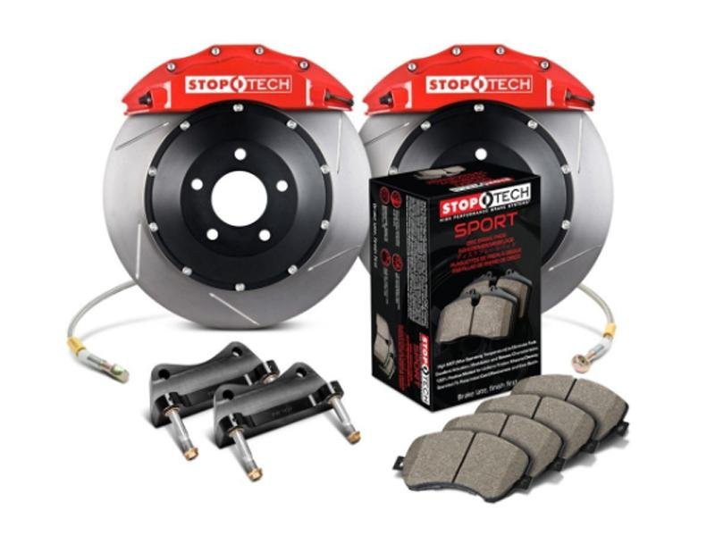 StopTech 2015 Ford Mustang GT Front Big Brake Kit Red ST-60 Calipers 380x34mm Slotted 2pc Rotors Hellhorse Performance