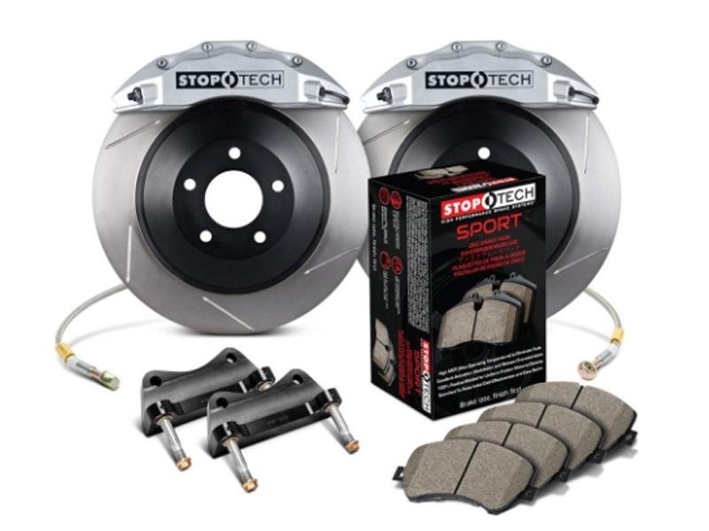 StopTech 2015 Ford Mustang GT Front Big Brake Kit Silver ST-60 Calipers 380x34mm Slotted 1pc Rotors Hellhorse Performance